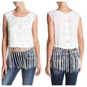 MISS ME Fringe Trim Tank Top
